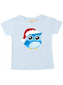 Baby Kids-T, Eule Owl Weihnachten Christmas Winter Schnee Tiere Tier Natur, hellblau, 0-6 Monate