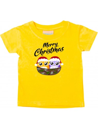 Baby Kids-T, Merry Christmas Eule Frohe Weihnachten, gelb, 0-6 Monate