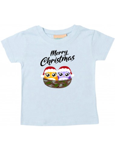 Baby Kids-T, Merry Christmas Eule Frohe Weihnachten, hellblau, 0-6 Monate