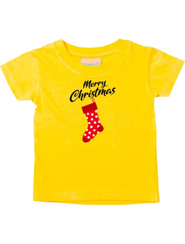 Baby Kids-T, Merry Christmas Weihnachtssocke Frohe Weihnachten, gelb, 0-6 Monate