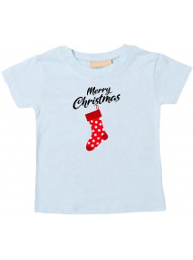 Baby Kids-T, Merry Christmas Weihnachtssocke Frohe Weihnachten, hellblau, 0-6 Monate