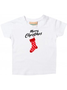 Baby Kids-T, Merry Christmas Weihnachtssocke Frohe Weihnachten, weiss, 0-6 Monate