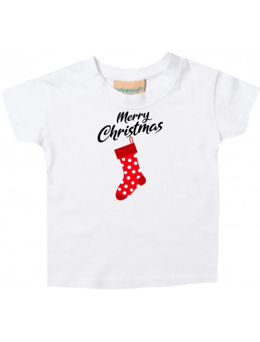 Baby Kids-T, Merry Christmas Weihnachtssocke Frohe Weihnachten, weiss, 0-6 Monate