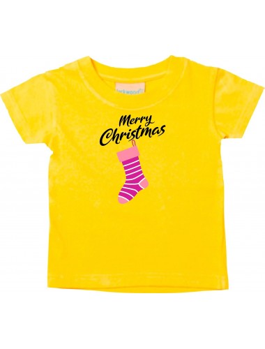 Baby Kids-T, Merry Christmas Weihnachtssocke Frohe Weihnachten, gelb, 0-6 Monate