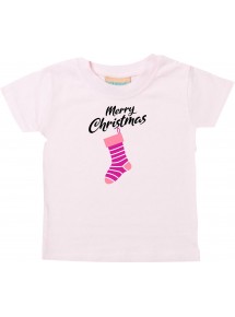 Baby Kids-T, Merry Christmas Weihnachtssocke Frohe Weihnachten, rosa, 0-6 Monate