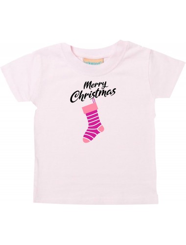 Baby Kids-T, Merry Christmas Weihnachtssocke Frohe Weihnachten, rosa, 0-6 Monate