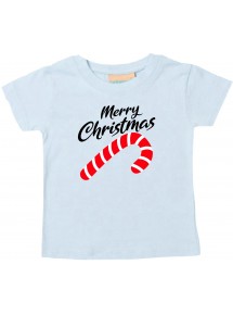 Baby Kids-T, Merry Christmas Zuckerstange Frohe Weihnachten, hellblau, 0-6 Monate
