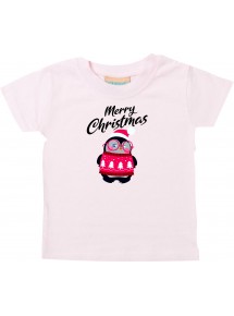 Baby Kids-T, Merry Christmas Pinguin Frohe Weihnachten, rosa, 0-6 Monate