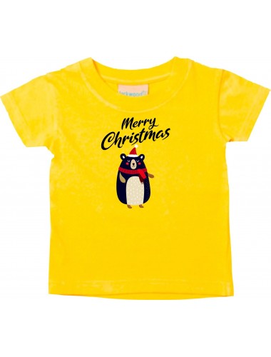 Baby Kids-T, Merry Christmas Bär Frohe Weihnachten, gelb, 0-6 Monate