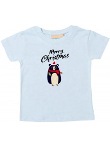 Baby Kids-T, Merry Christmas Bär Frohe Weihnachten, hellblau, 0-6 Monate