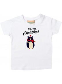Baby Kids-T, Merry Christmas Bär Frohe Weihnachten, weiss, 0-6 Monate