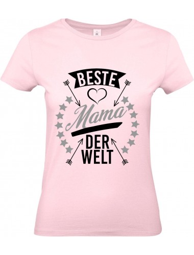 Lady T-Shirt, beste Mama der Welt, Familie rosa, L