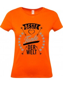 Lady T-Shirt, beste Tante der Welt, Familie orange, L