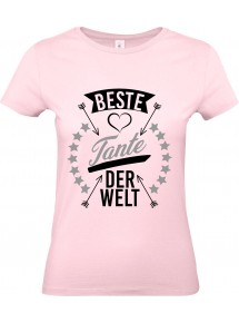 Lady T-Shirt, beste Tante der Welt, Familie rosa, L