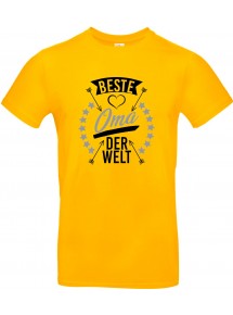 Unisex T Shirt, beste Oma der Welt, Familie, gelb, L