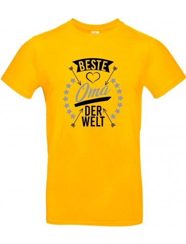 Unisex T Shirt, beste Oma der Welt, Familie, gelb, L