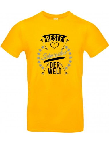 Unisex T Shirt, beste Schwester der Welt, Familie, gelb, L