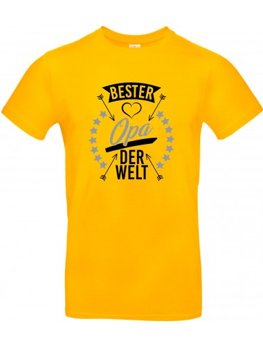 Unisex T Shirt, bester Opa der Welt, Familie, gelb, L