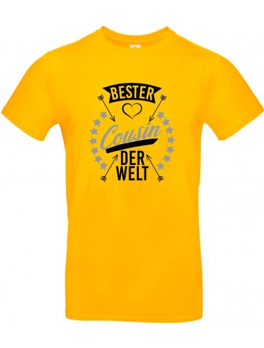 Unisex T Shirt, bester Cousin der Welt, Familie, gelb, L