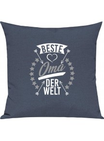 Sofa Kissen,  beste Oma der Welt, Kuschelkissen Couch Deko, Farbe blau