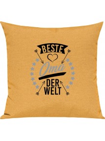 Sofa Kissen,  beste Oma der Welt, Kuschelkissen Couch Deko, Farbe gelb