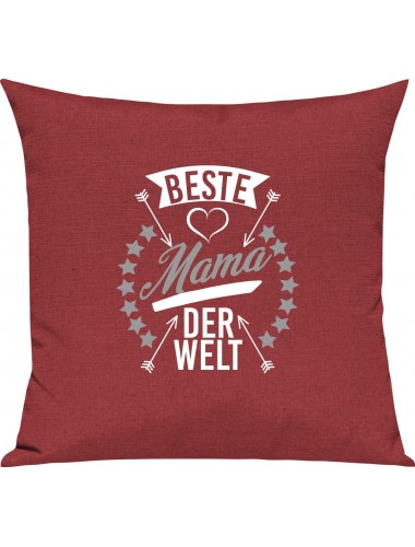 Sofa Kissen,  beste Mama der Welt, Kuschelkissen Couch Deko, Farbe rot