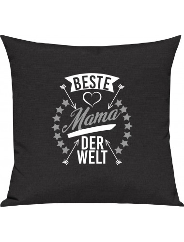 Sofa Kissen,  beste Mama der Welt, Kuschelkissen Couch Deko, Farbe schwarz