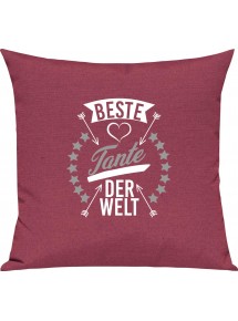 Sofa Kissen,  beste Tante der Welt, Kuschelkissen Couch Deko, Farbe pink
