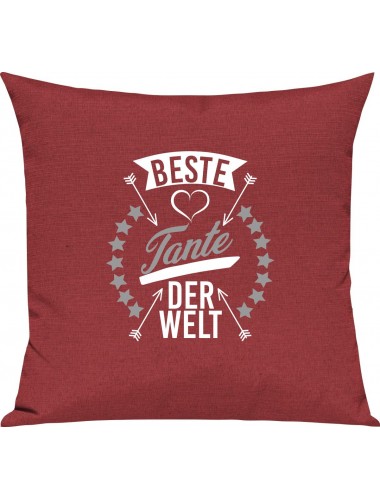Sofa Kissen,  beste Tante der Welt, Kuschelkissen Couch Deko, Farbe rot