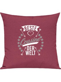 Sofa Kissen,  beste Cousine der Welt, Kuschelkissen Couch Deko, Farbe pink