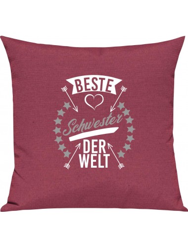 Sofa Kissen,  beste Schwester der Welt, Kuschelkissen Couch Deko, Farbe pink