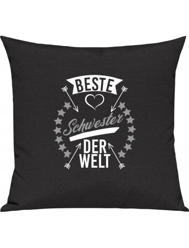 Sofa Kissen,  beste Schwester der Welt, Kuschelkissen Couch Deko, Farbe schwarz