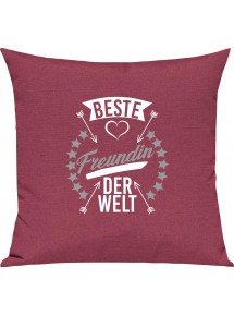 Sofa Kissen,  beste Freundin der Welt, Kuschelkissen Couch Deko, Farbe pink