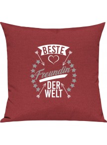 Sofa Kissen,  beste Freundin der Welt, Kuschelkissen Couch Deko, Farbe rot