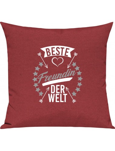 Sofa Kissen,  beste Freundin der Welt, Kuschelkissen Couch Deko, Farbe rot