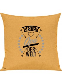 Sofa Kissen,  bester Opa der Welt, Kuschelkissen Couch Deko, Farbe gelb