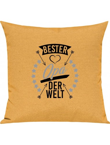 Sofa Kissen,  bester Opa der Welt, Kuschelkissen Couch Deko, Farbe gelb