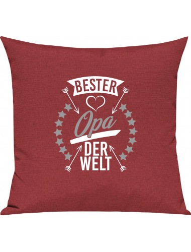 Sofa Kissen,  bester Opa der Welt, Kuschelkissen Couch Deko, Farbe rot