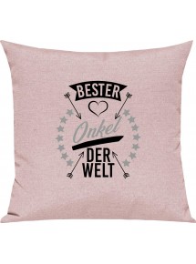 Sofa Kissen,  bester Onkel der Welt, Kuschelkissen Couch Deko, Farbe rosa