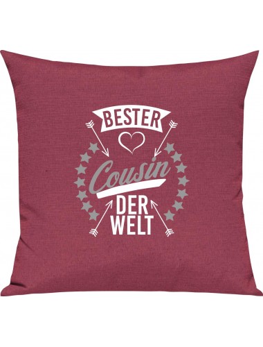 Sofa Kissen,  bester Cousin der Welt, Kuschelkissen Couch Deko, Farbe pink