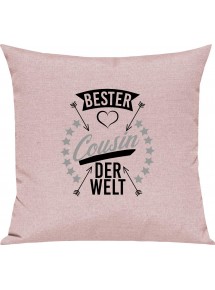 Sofa Kissen,  bester Cousin der Welt, Kuschelkissen Couch Deko, Farbe rosa