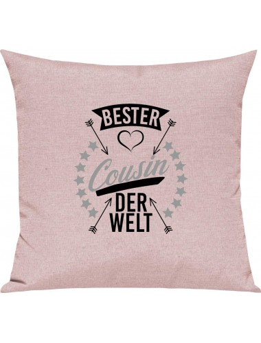 Sofa Kissen,  bester Cousin der Welt, Kuschelkissen Couch Deko, Farbe rosa