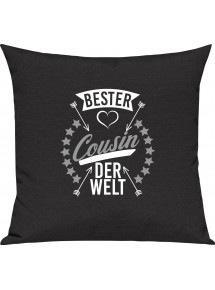 Sofa Kissen,  bester Cousin der Welt, Kuschelkissen Couch Deko, Farbe schwarz