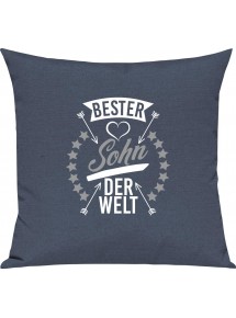 Sofa Kissen,  bester Sohn der Welt, Kuschelkissen Couch Deko, Farbe blau