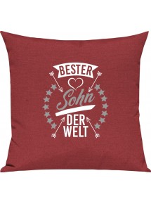 Sofa Kissen,  bester Sohn der Welt, Kuschelkissen Couch Deko, Farbe rot