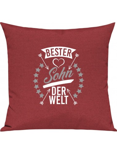 Sofa Kissen,  bester Sohn der Welt, Kuschelkissen Couch Deko, Farbe rot