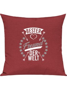 Sofa Kissen,  bester Freund der Welt, Kuschelkissen Couch Deko, Farbe rot