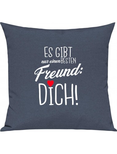Sofa Kissen, es gibt nur einen besten Freund: DICH, Kuschelkissen Couch Deko, Farbe blau