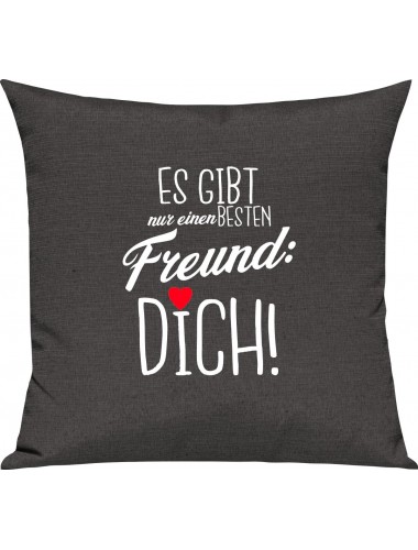 Sofa Kissen, es gibt nur einen besten Freund: DICH, Kuschelkissen Couch Deko, Farbe dunkelgrau
