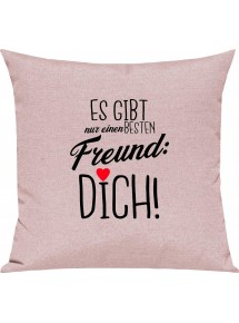 Sofa Kissen, es gibt nur einen besten Freund: DICH, Kuschelkissen Couch Deko, Farbe rosa